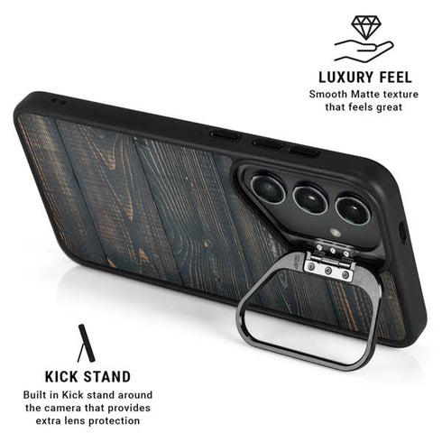 Black Painted Wood Galaxy S26 Plus Kickstand Case