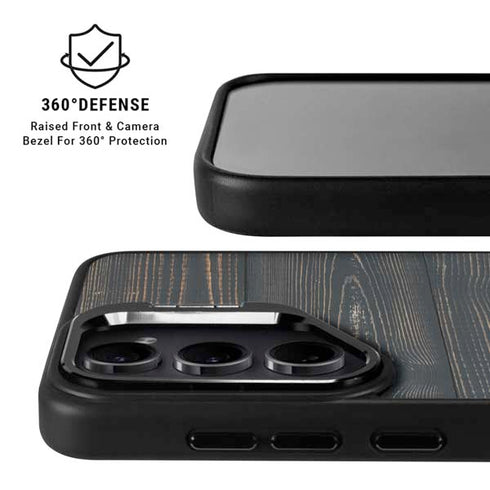 Black Painted Wood Galaxy S26 Plus Kickstand Case