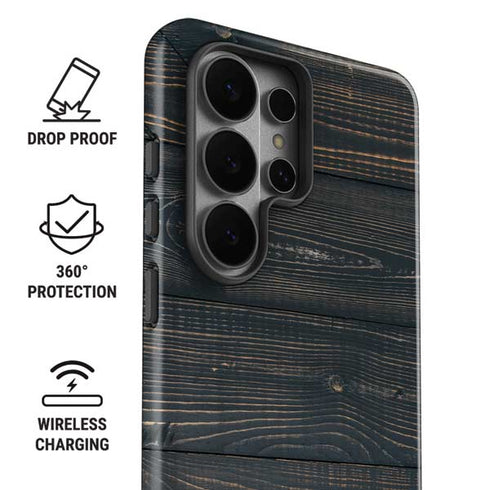 Black Painted Wood Galaxy S26 Ultra Impact Case