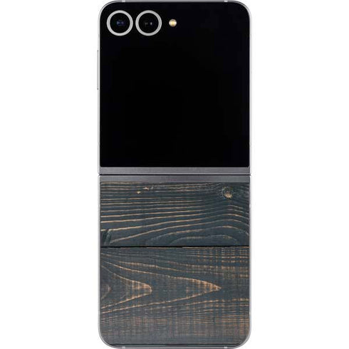 Black Painted Wood Galaxy Z Flip6 Skin