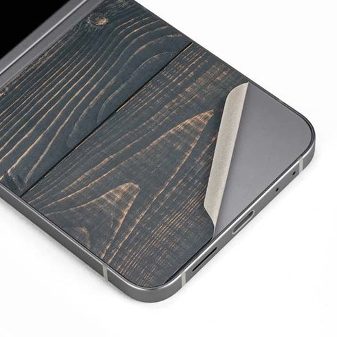Black Painted Wood Galaxy Z Flip6 Skin