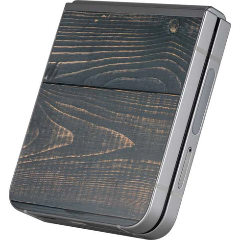 Black Painted Wood Galaxy Z Flip6 Skin