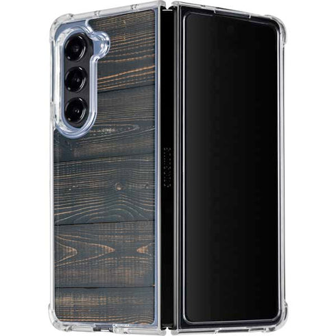 Black Painted Wood Galaxy Z Fold5 5G Clear Case