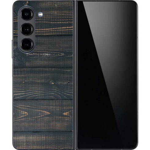Black Painted Wood Galaxy Z Fold5 5G Skin