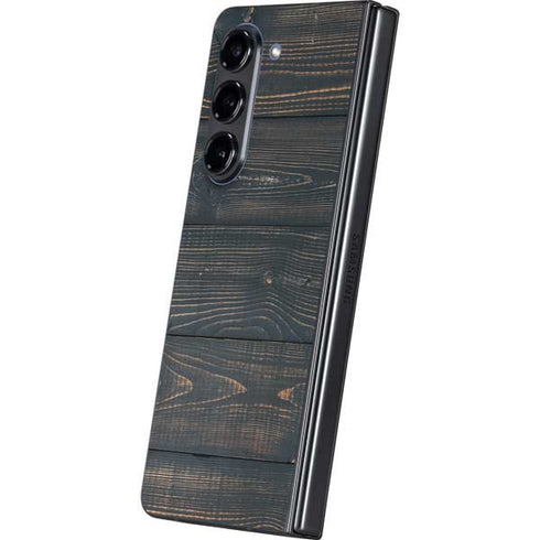 Black Painted Wood Galaxy Z Fold5 5G Skin