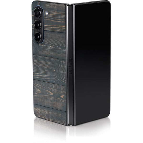 Black Painted Wood Galaxy Z Fold5 5G Skin