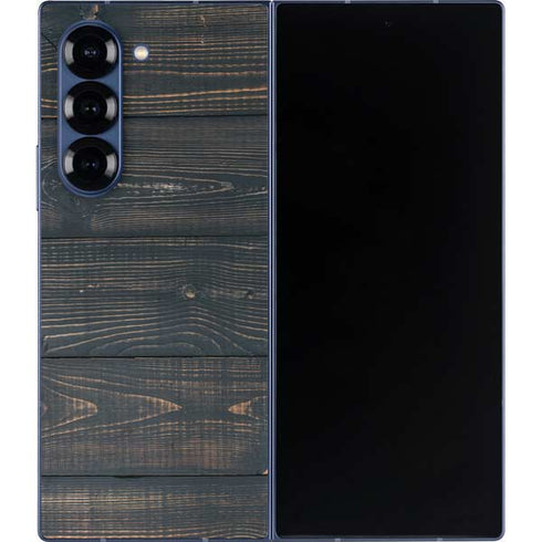 Black Painted Wood Galaxy Z Fold6 Skin