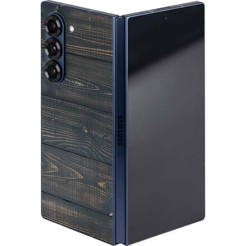 Black Painted Wood Galaxy Z Fold6 Skin