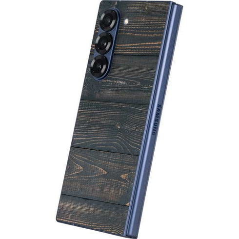 Black Painted Wood Galaxy Z Fold6 Skin