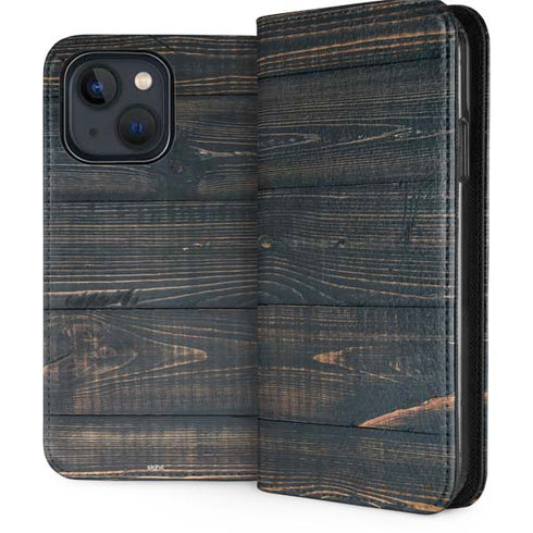 Black Painted Wood iPhone 13 Folio Case