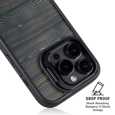 Black Painted Wood iPhone 13 Pro Kickstand Case