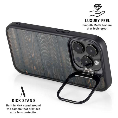Black Painted Wood iPhone 13 Pro Max Kickstand Case