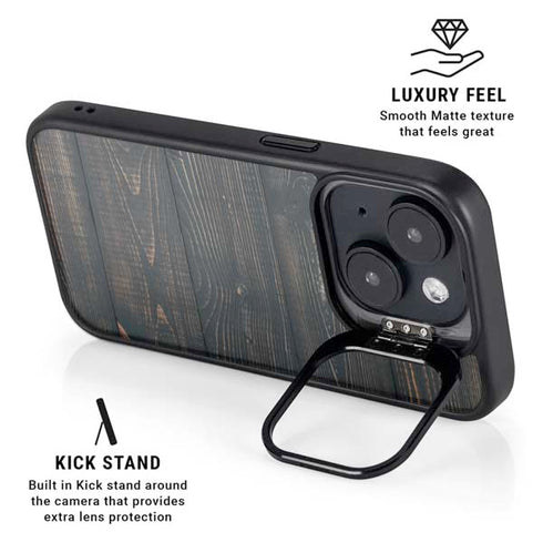 Black Painted Wood iPhone 14 Plus Kickstand Case