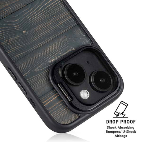 Black Painted Wood iPhone 14 Plus Kickstand Case