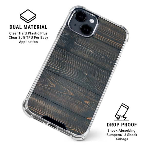 Black Painted Wood iPhone 15 Clear Case
