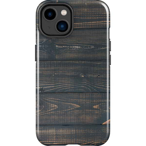 Black Painted Wood iPhone 15 Impact Case