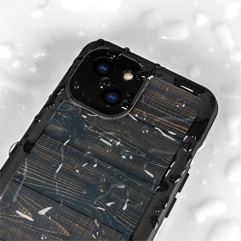 Black Painted Wood iPhone 15 Plus Waterproof Case