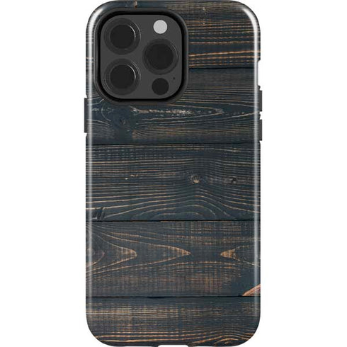 Black Painted Wood iPhone 15 Pro Impact Case