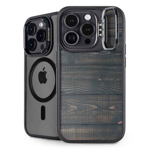 Black Painted Wood iPhone 15 Pro Kickstand Case
