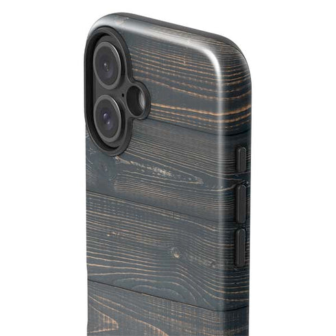 Black Painted Wood iPhone 16 Plus Impact Case