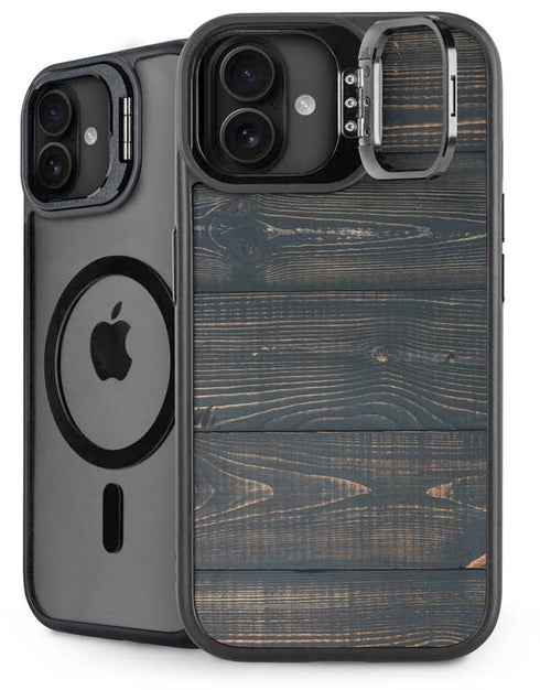 Black Painted Wood iPhone 16 Plus Kickstand Case