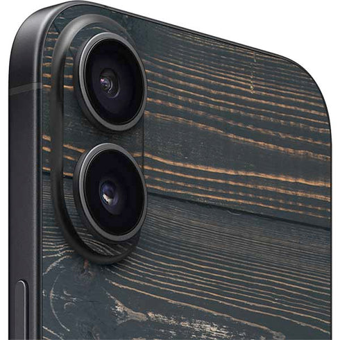 Black Painted Wood iPhone 16 Plus Skin