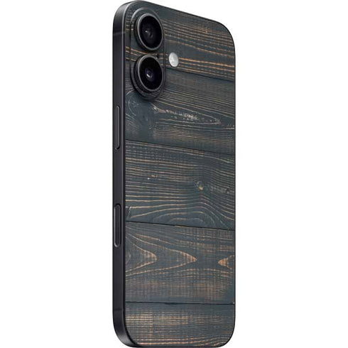Black Painted Wood iPhone 16 Skin