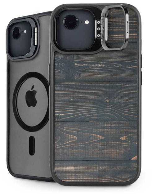 Black Painted Wood iPhone 16e Kickstand Case