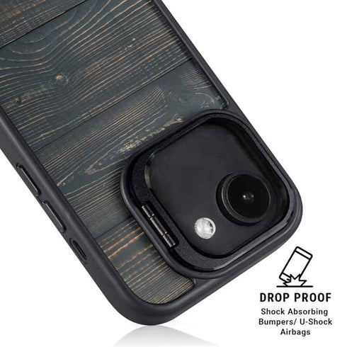 Black Painted Wood iPhone 16e Kickstand Case