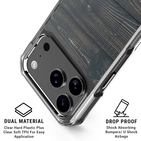 Black Painted Wood iPhone 18 Pro Clear Case
