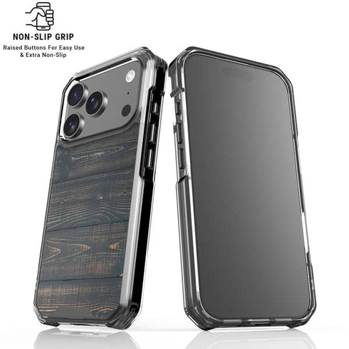 Black Painted Wood iPhone 18 Pro Clear Case