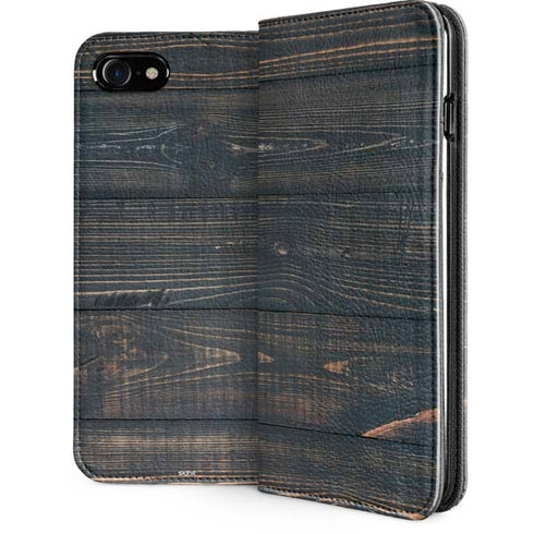 Black Painted Wood iPhone SE (2nd & 3rd Gen) Folio Case