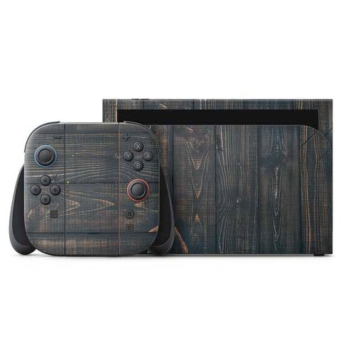 Black Painted Wood Nintendo Skins