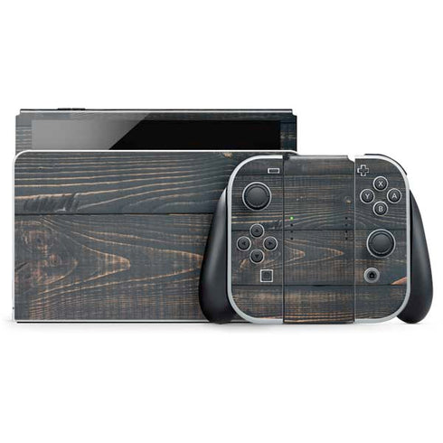 Black Painted Wood Nintendo Skins