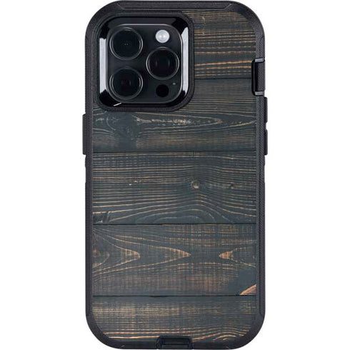 Black Painted Wood Otterbox Defender iPhone Skin