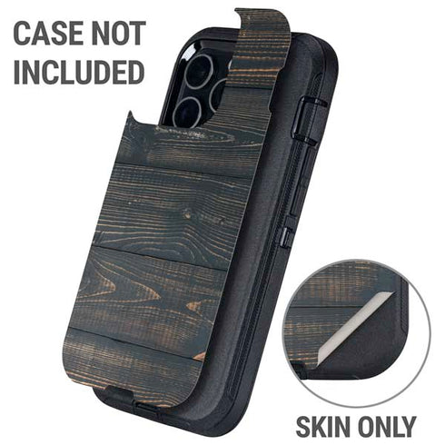 Black Painted Wood Otterbox Defender iPhone Skin