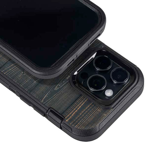 Black Painted Wood Otterbox Defender iPhone Skin