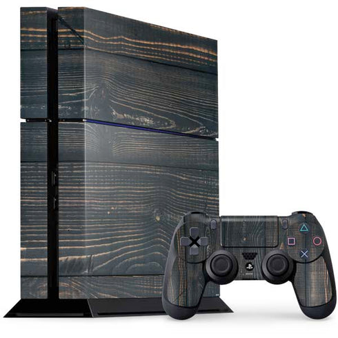 Black Painted Wood PlayStation PS4 Skins