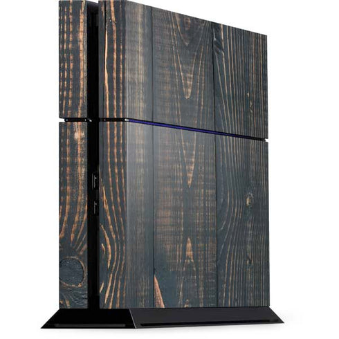 Black Painted Wood PlayStation PS4 Skins