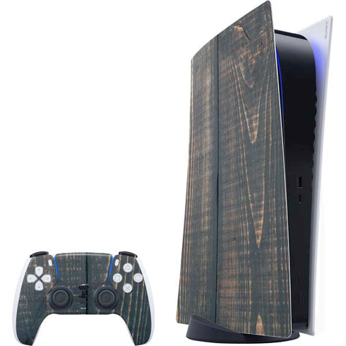 Black Painted Wood PlayStation PS5 Skins