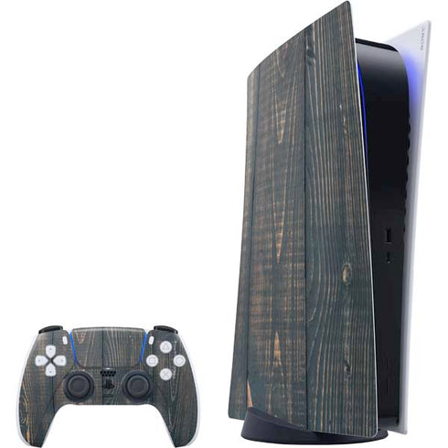 Black Painted Wood PlayStation PS5 Skins