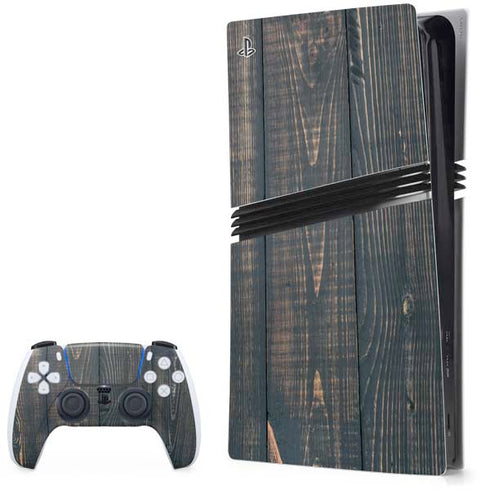 Black Painted Wood PlayStation PS5 Skins