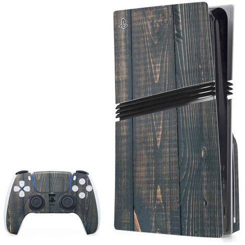 Black Painted Wood PlayStation PS5 Skins