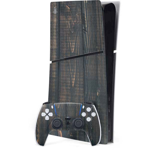 Black Painted Wood PlayStation PS5 Skins