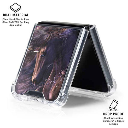 Black Rose Unicorn by Laurie Prindle Galaxy Z Flip6 Clear Case