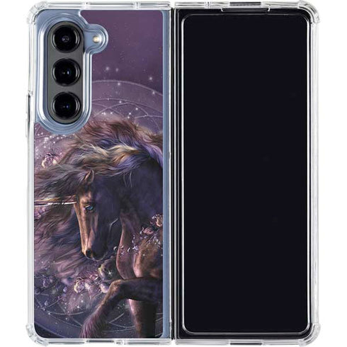 Black Rose Unicorn by Laurie Prindle Galaxy Z Fold5 5G Clear Case