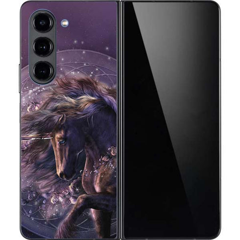 Black Rose Unicorn by Laurie Prindle Galaxy Z Fold5 5G Skin