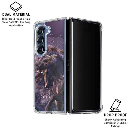 Black Rose Unicorn by Laurie Prindle Galaxy Z Fold6 Clear Case