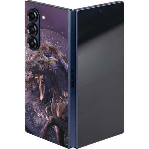 Black Rose Unicorn by Laurie Prindle Galaxy Z Fold6 Skin