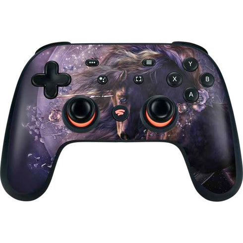 Black Rose Unicorn by Laurie Prindle Google Stadia Controller Skin